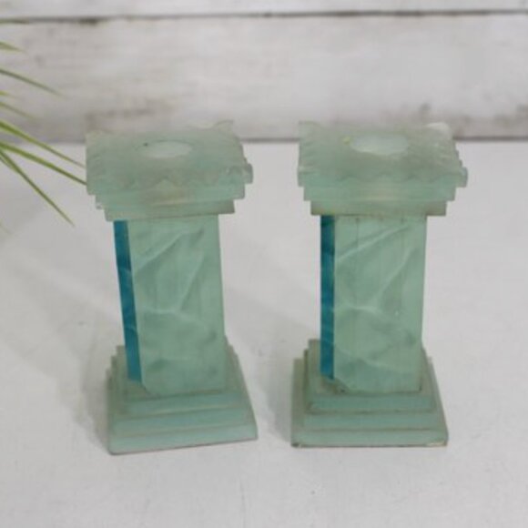 Vintage Shabbat Candlesticks Art Deco Style - Picture 5 of 8